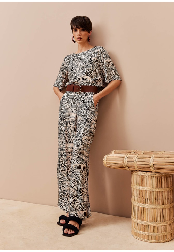 Blusa Manga Ampla Estampada Tucán