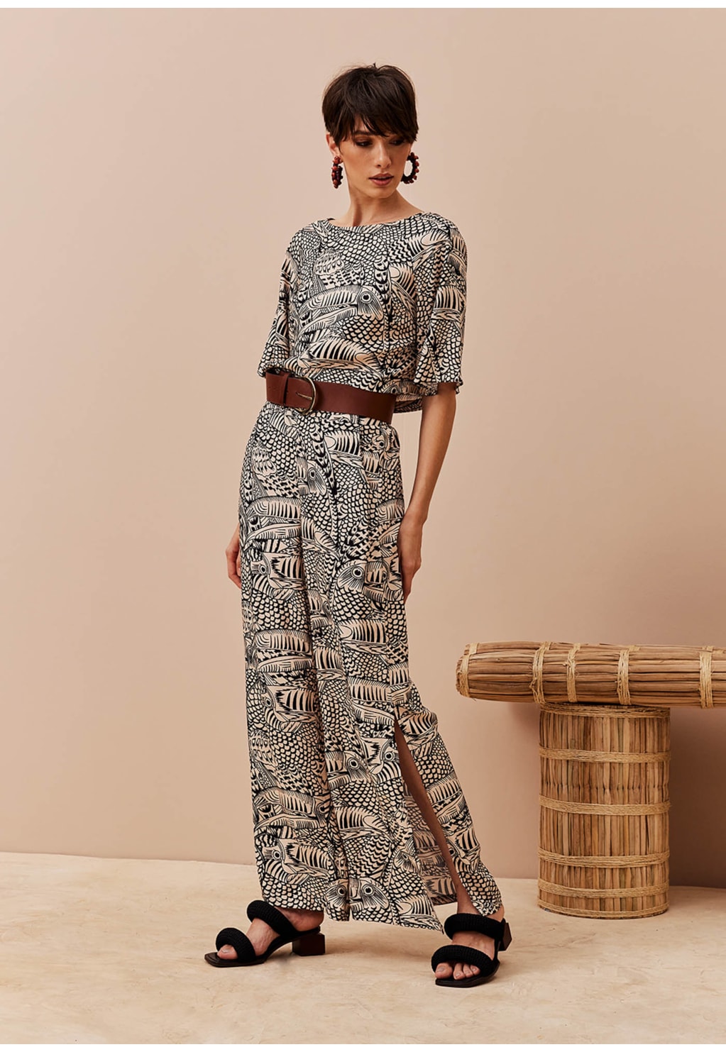 Blusa Manga Ampla Estampada Tucán