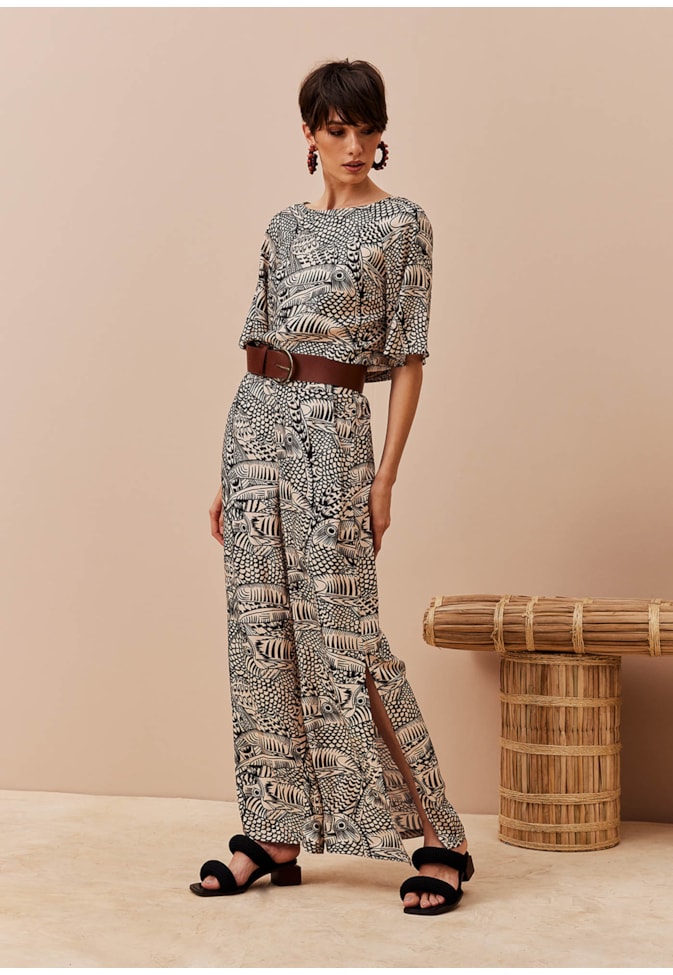 Blusa Manga Ampla Estampada Tucán