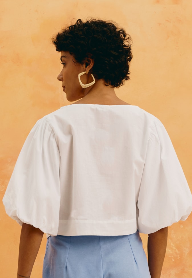 Blusa Manga Balonê Amarração 