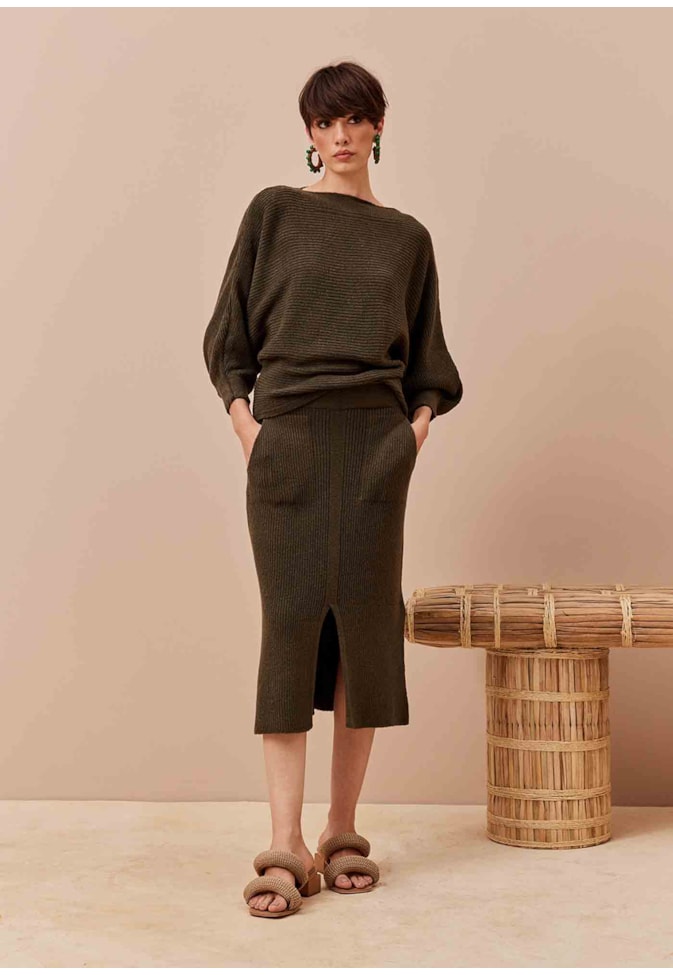 Blusa Manga Morcego Tricot