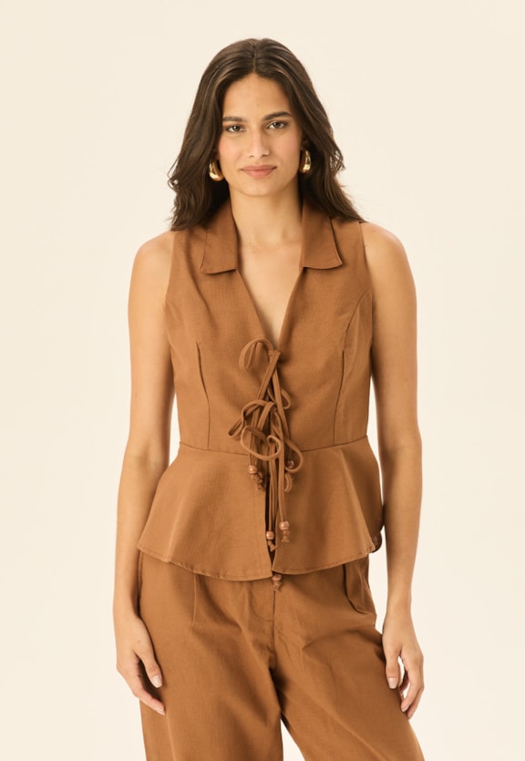 Blusa Peplum Amarração Vista Frontal