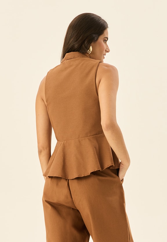 Blusa Peplum Amarração Vista Traseira