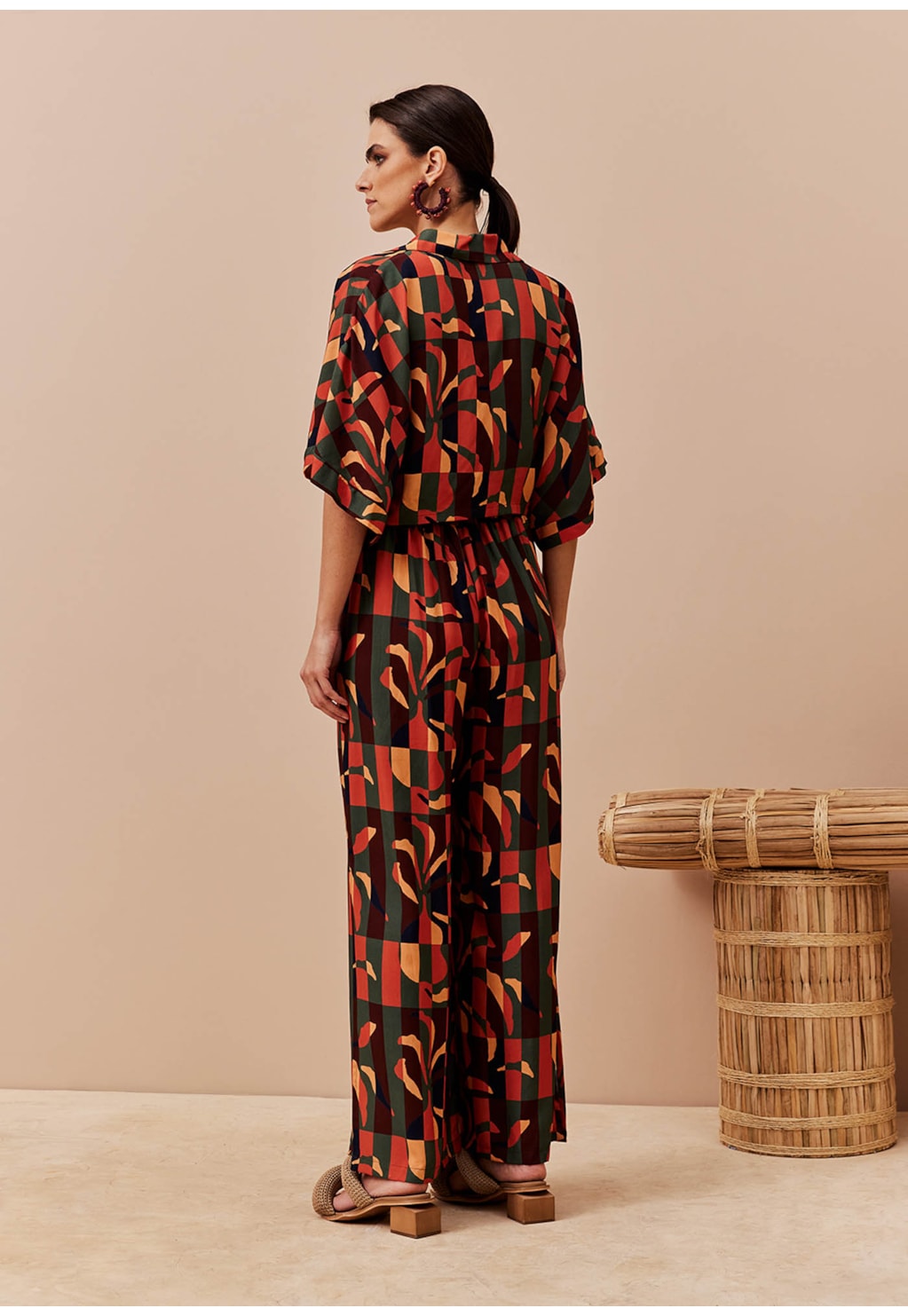 Blusa Quadradinha Abertura Estampada Ayasana