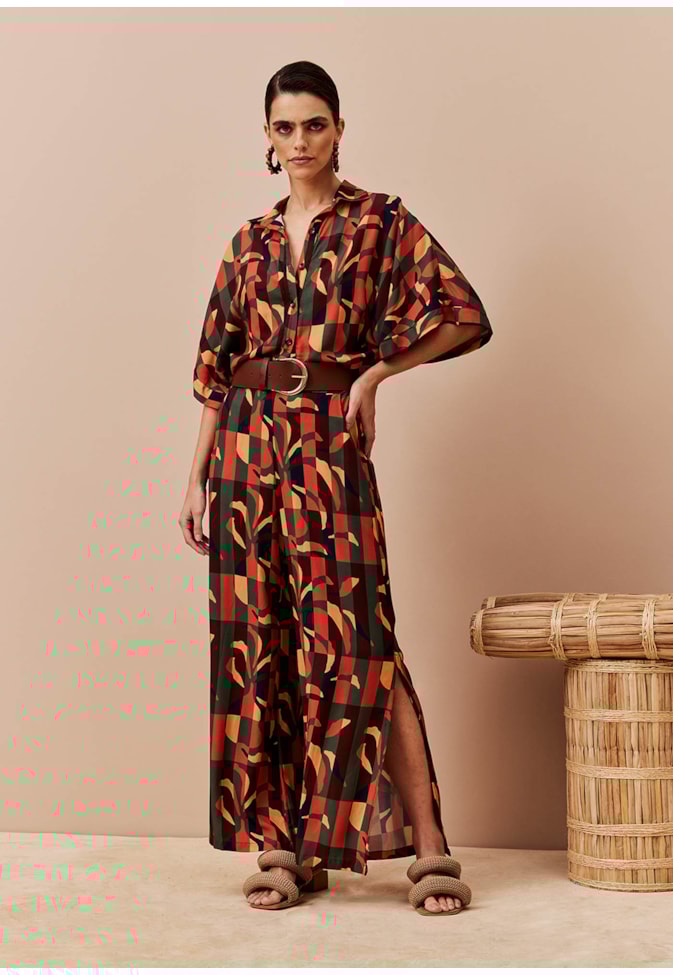 Blusa Quadradinha Abertura Estampada Ayasana