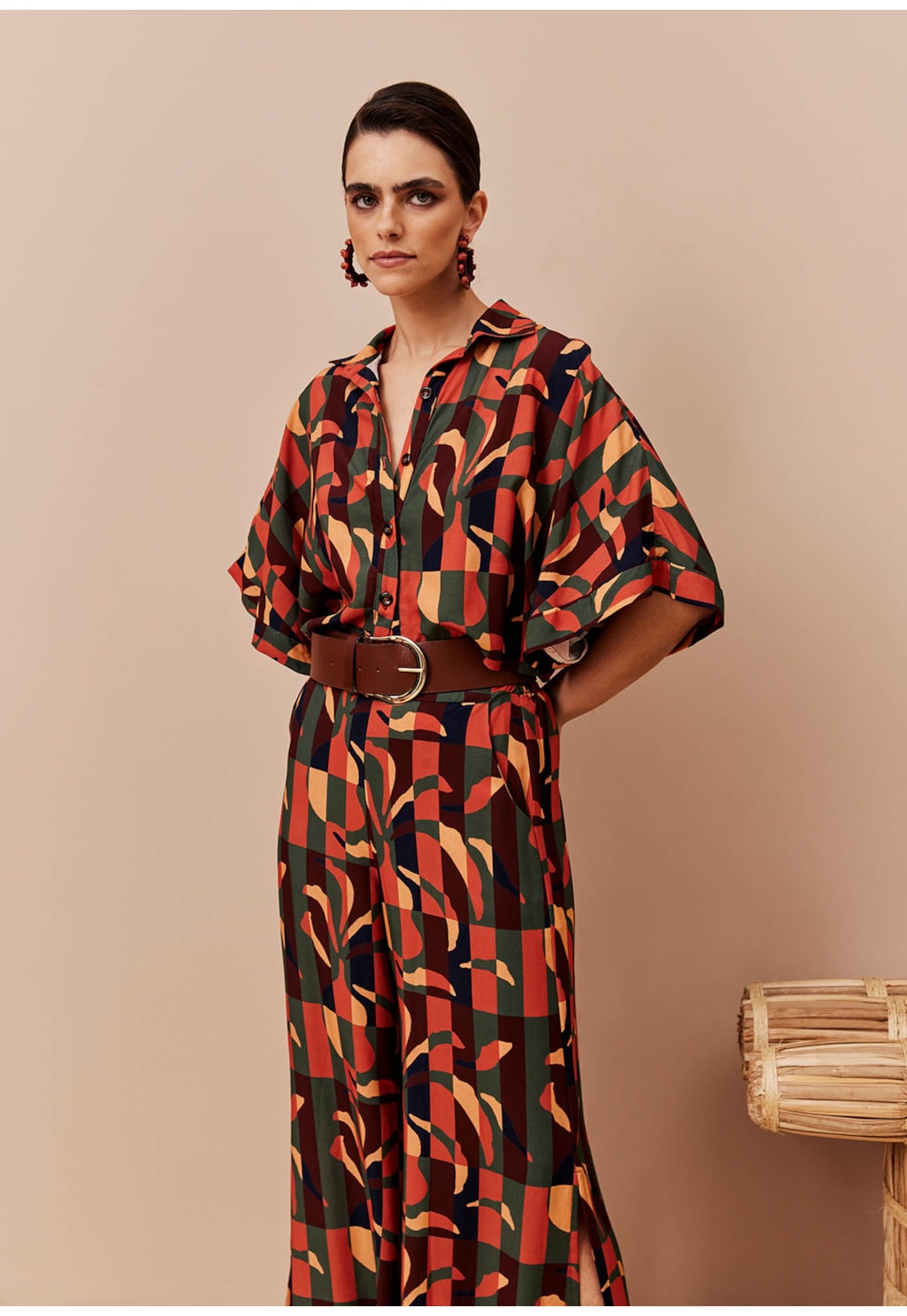 Blusa Quadradinha Abertura Estampada Ayasana