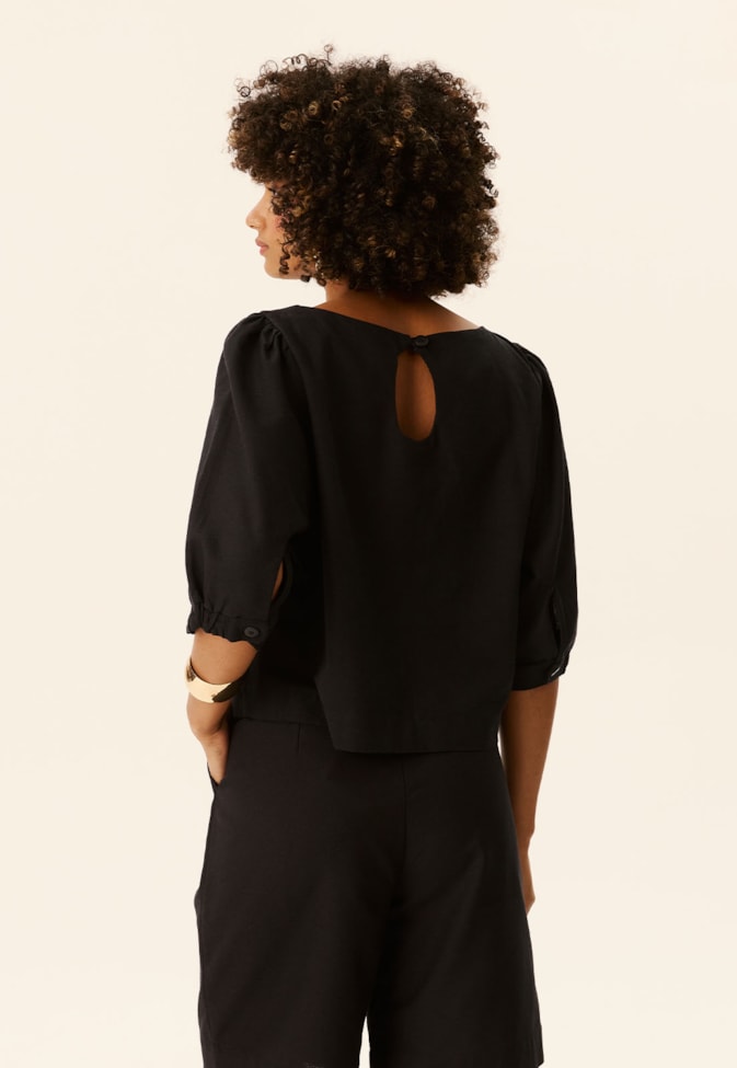 Blusa Quadradinha Elástico Punho