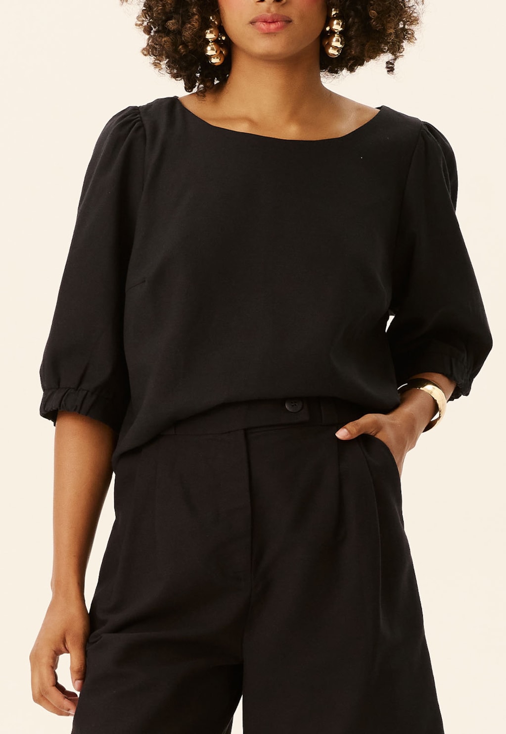 Blusa Quadradinha Elástico Punho