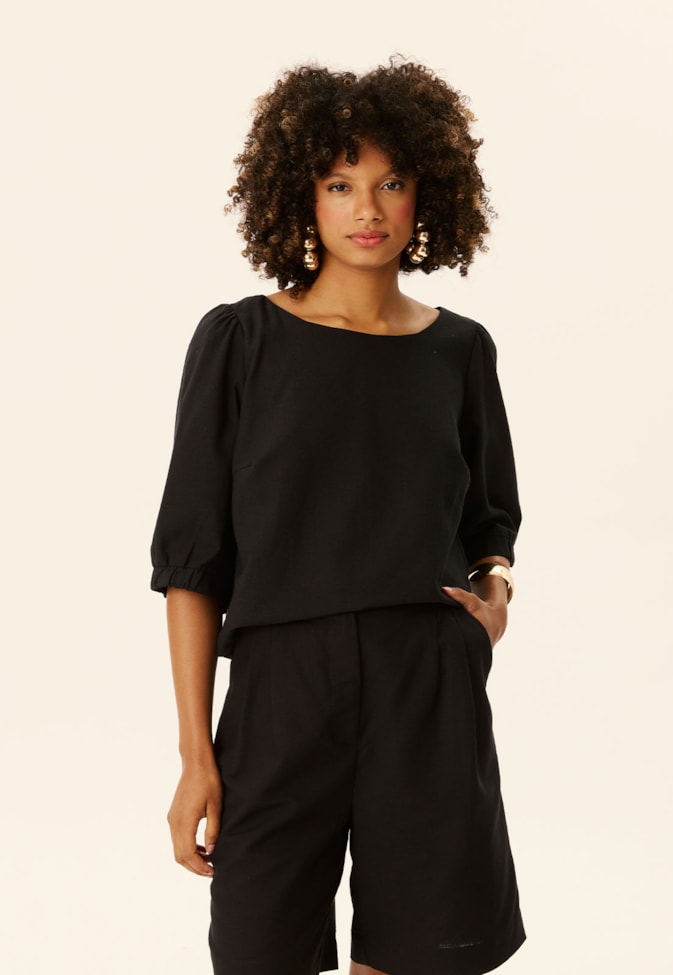 Blusa Quadradinha Elástico Punho