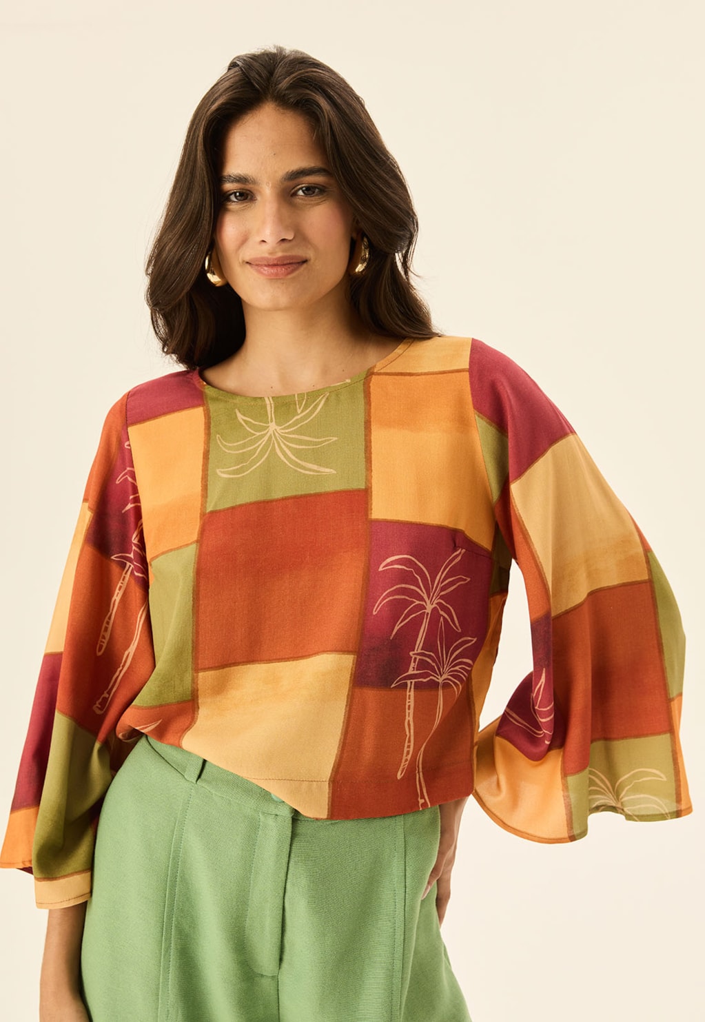 Blusa Quadradinha Estampada Encontro das Águas