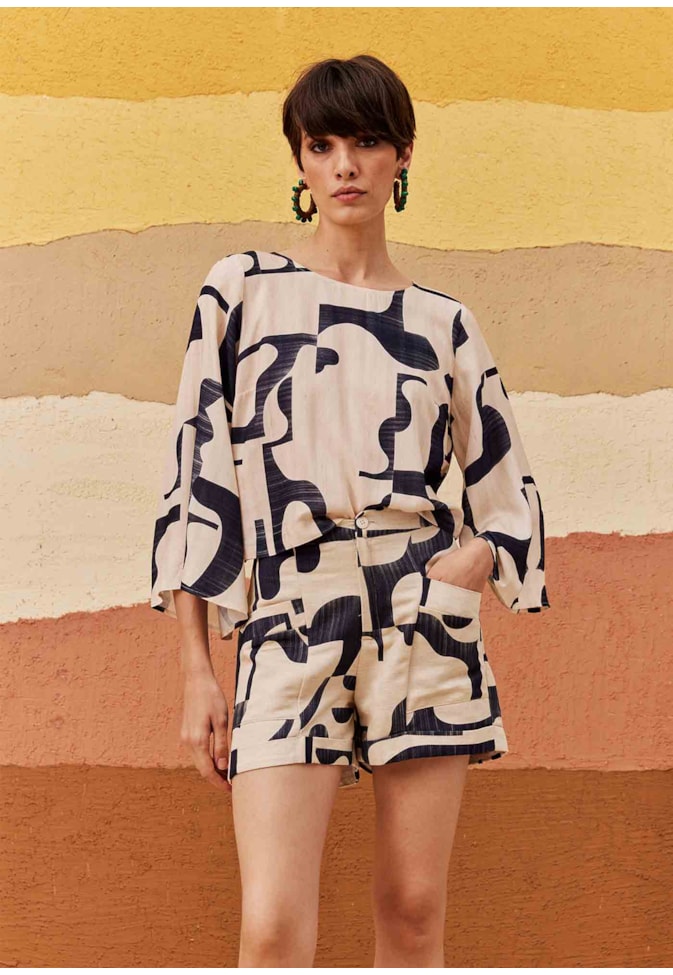 Blusa Quadradinha Estampada Puente Del Inca