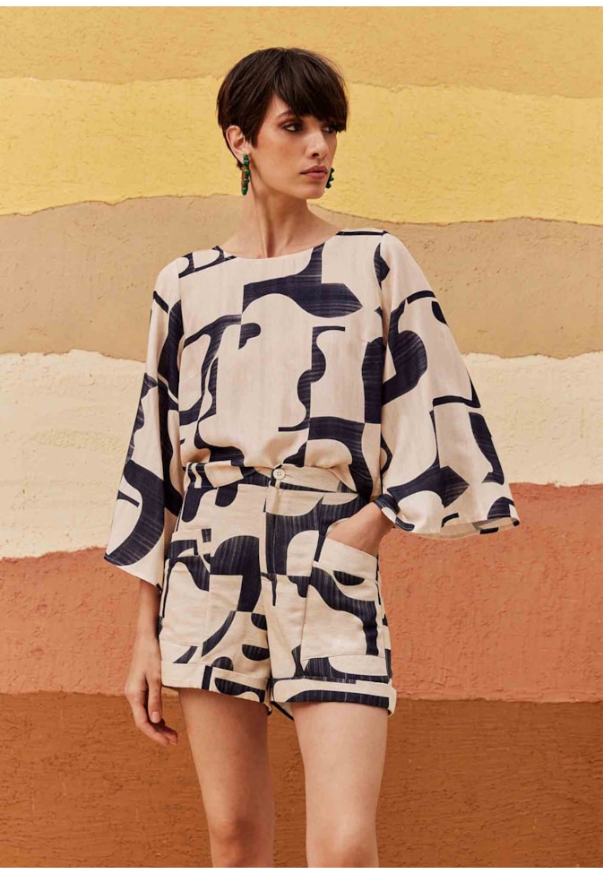 Blusa Quadradinha Estampada Puente Del Inca