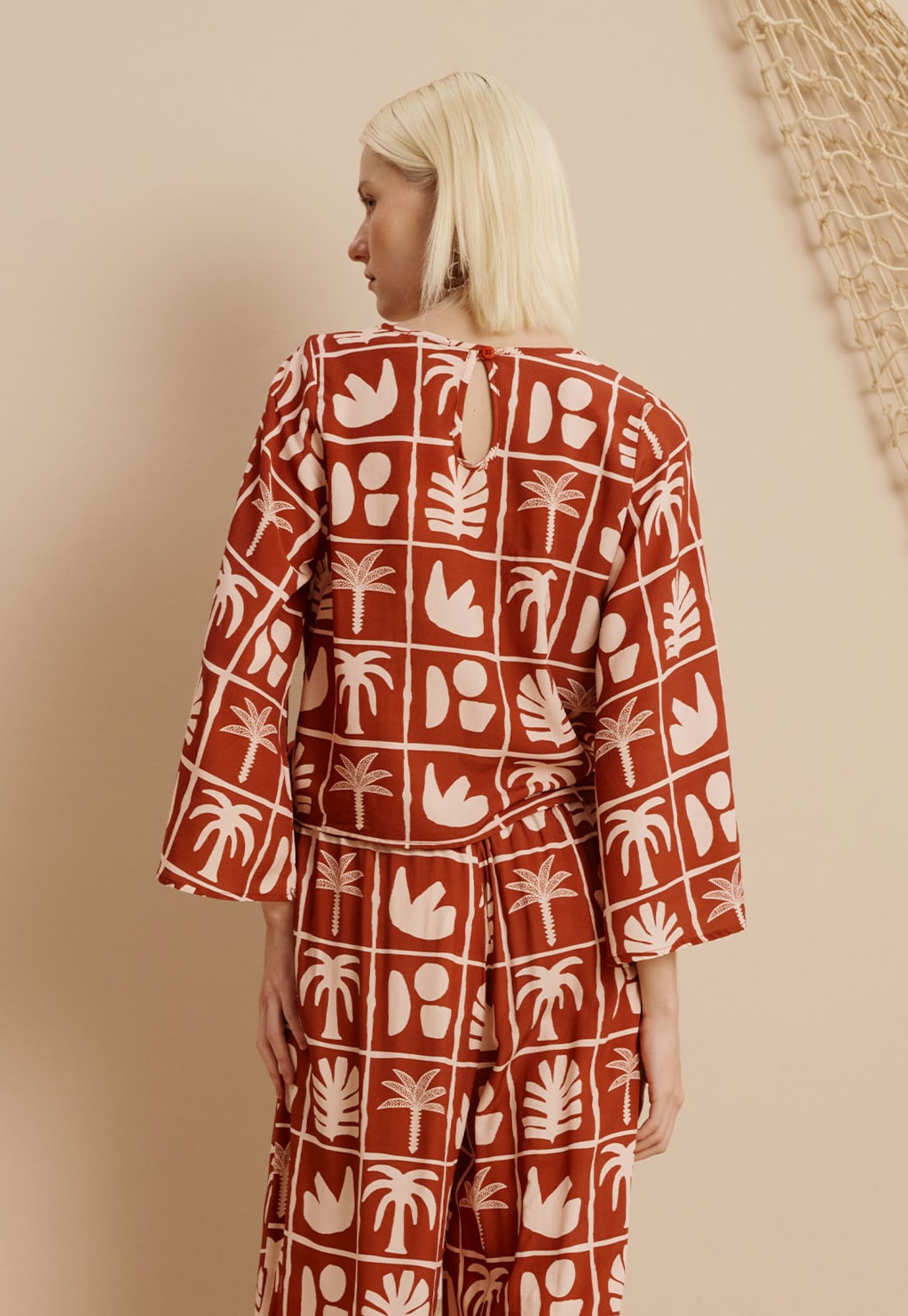 Blusa Quadradinha Manga Estampada Ybyra