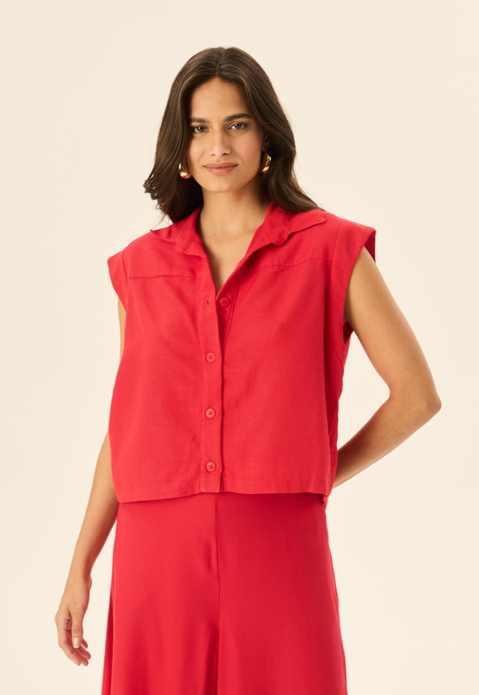 Blusa Quadradinha Manga Estruturada