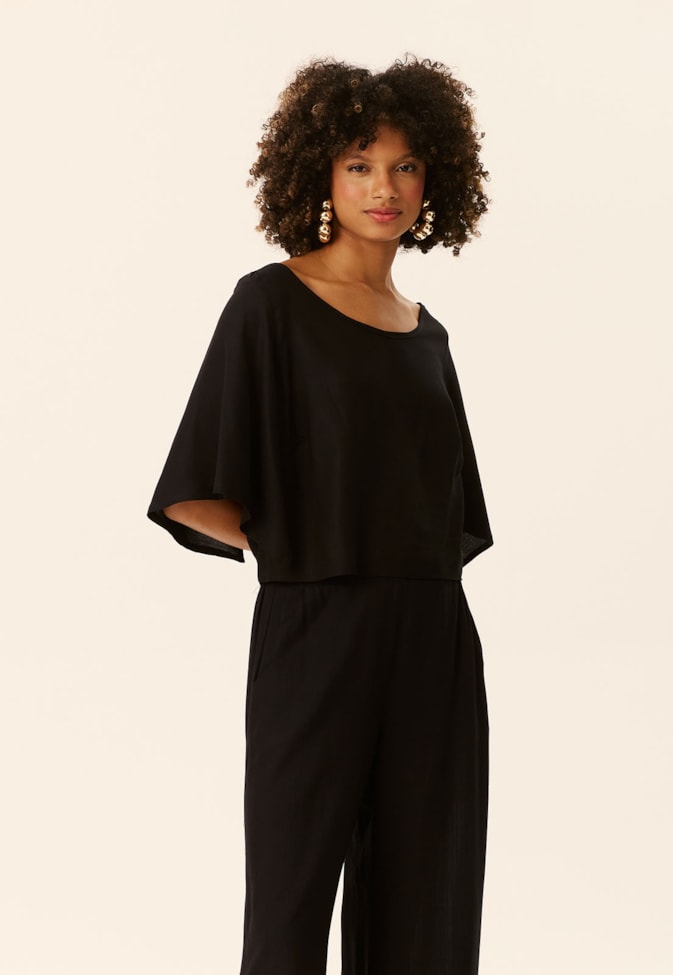 Blusa Quadradinha Manga Kimono