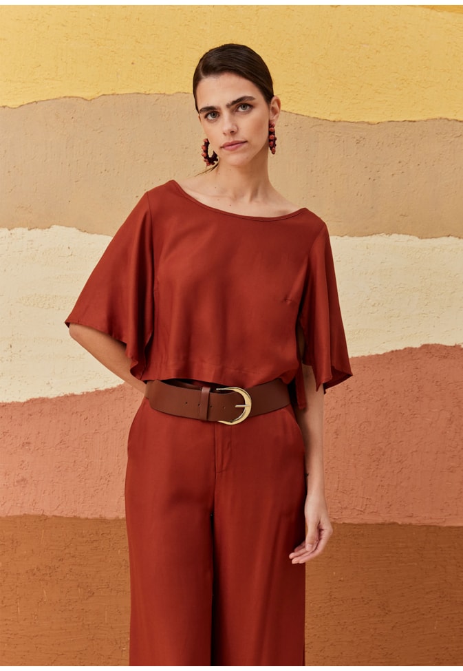 Blusa Quadradinha Manga Kimono