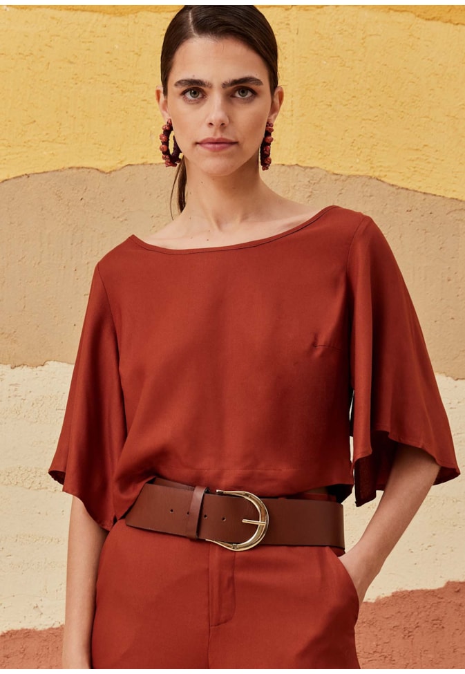 Blusa Quadradinha Manga Kimono