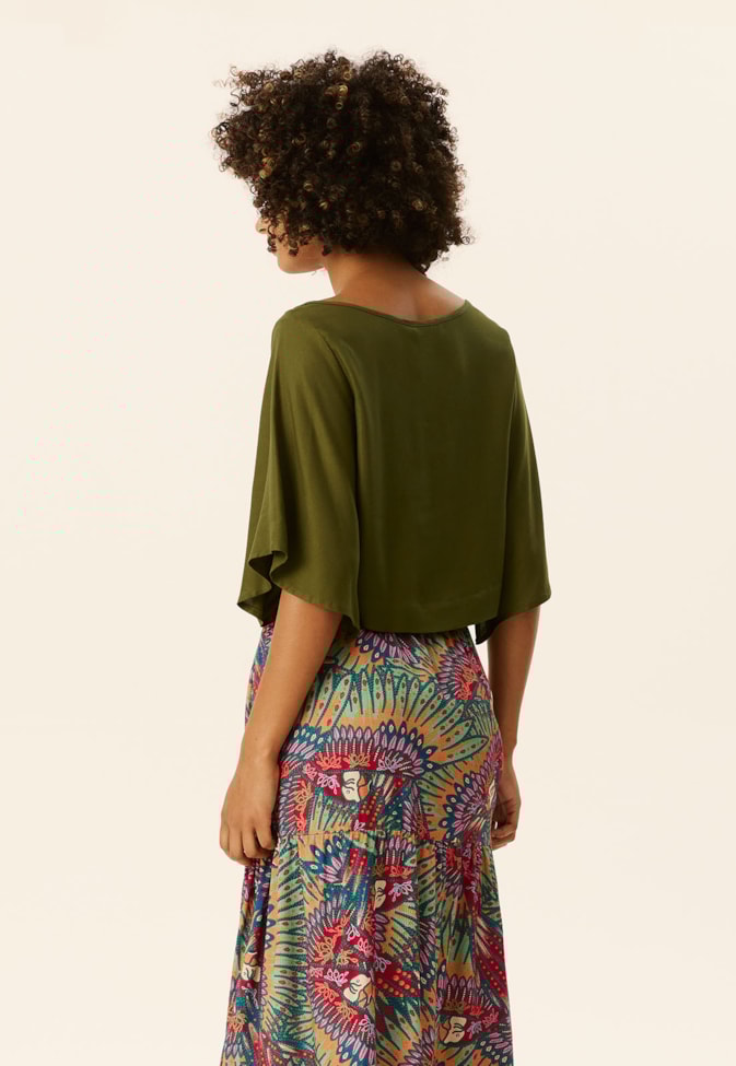 Blusa Quadradinha Manga Kimono