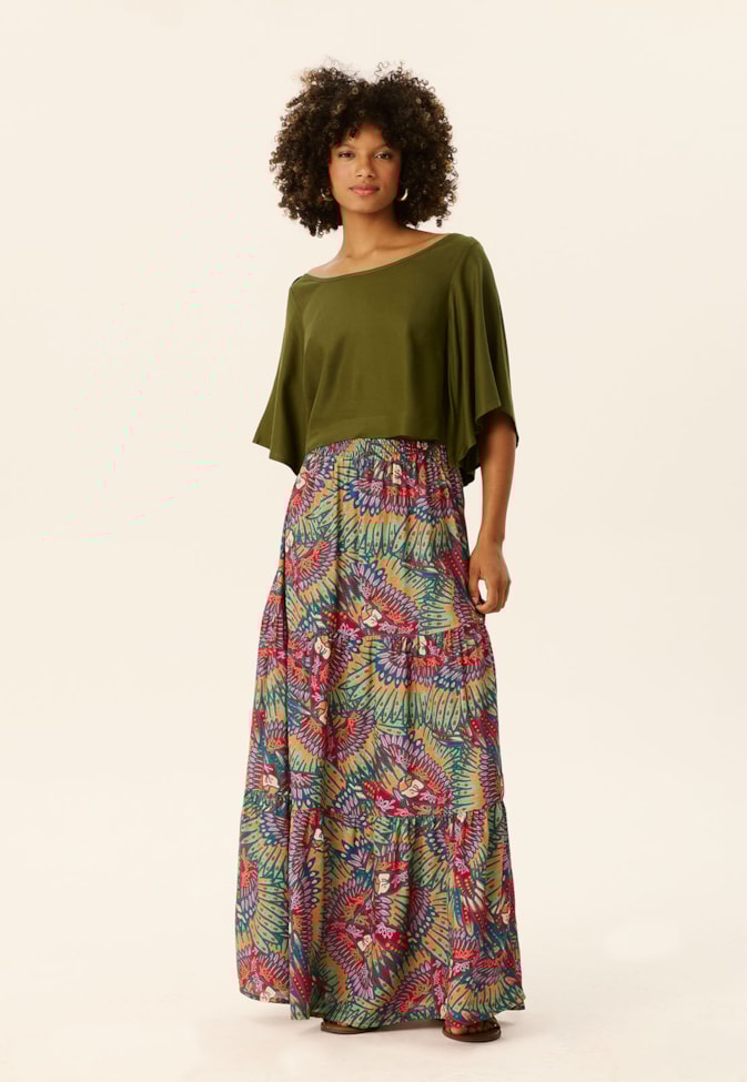 Blusa Quadradinha Manga Kimono