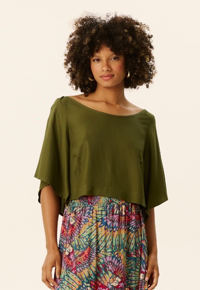 Blusa Quadradinha Manga Kimono