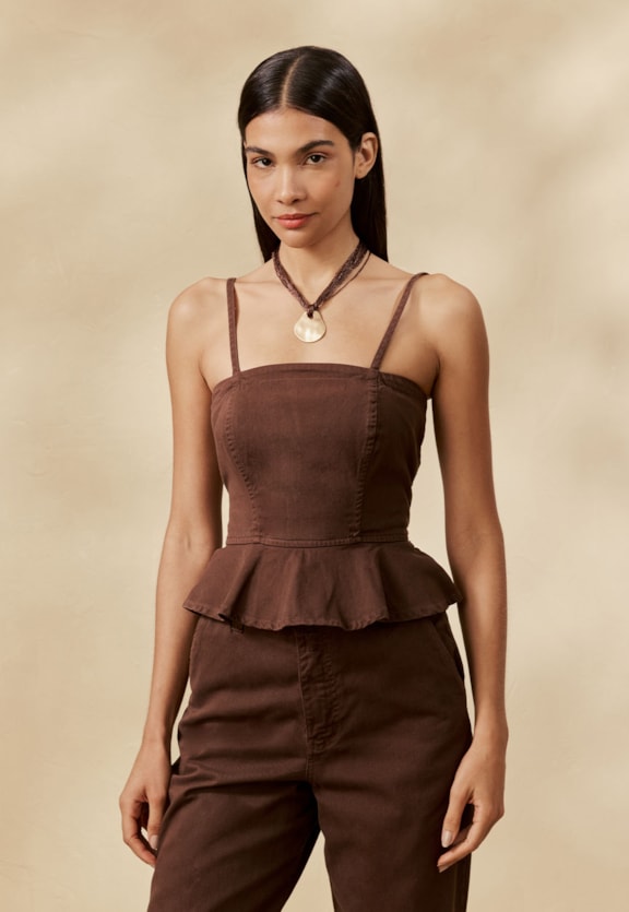 Blusa Sarja Peplum Vista Frontal