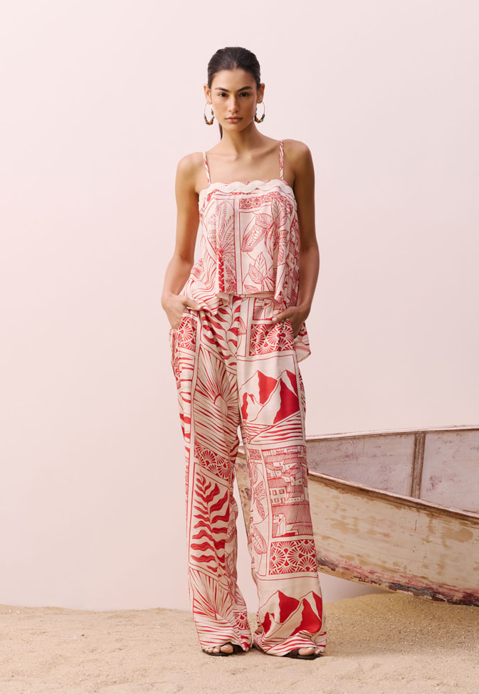 Blusa Sianinha Assimétrica Estampada Santarém