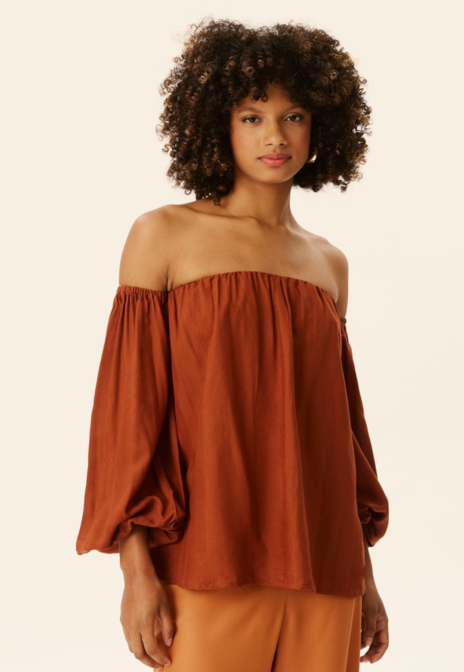 Blusa Tomara Que Caia Manga Bufante