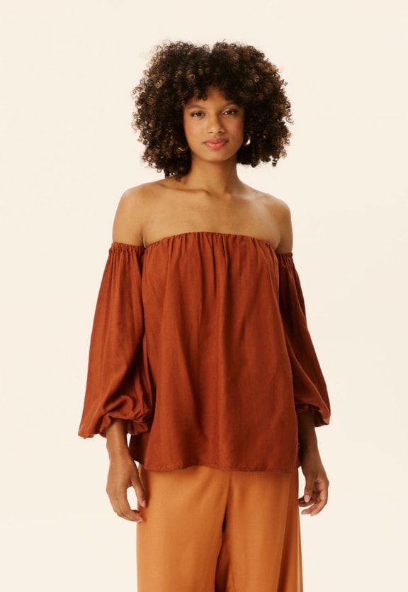 Blusa Tomara Que Caia Manga Bufante Vista Frontal