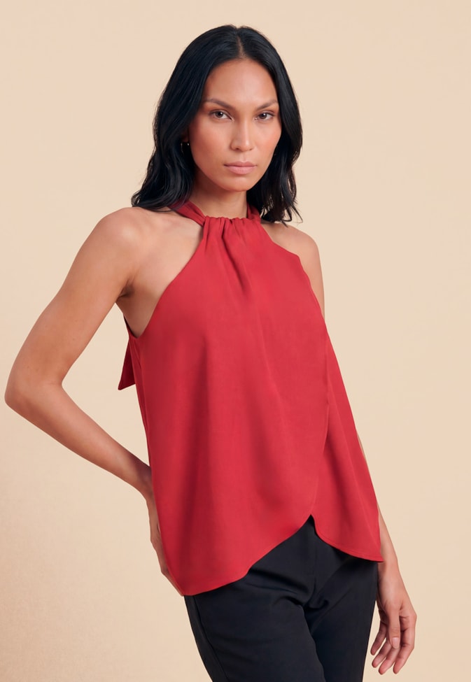 Blusa Transpassada Decote Túnel