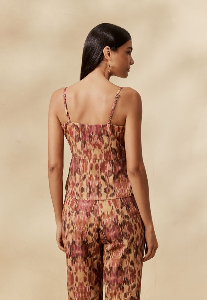 Blusa Transpassada Estampada Niebla