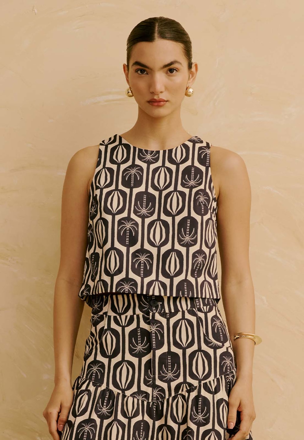 Blusa Transpassada nas Costas Estampada Cacau Palmer