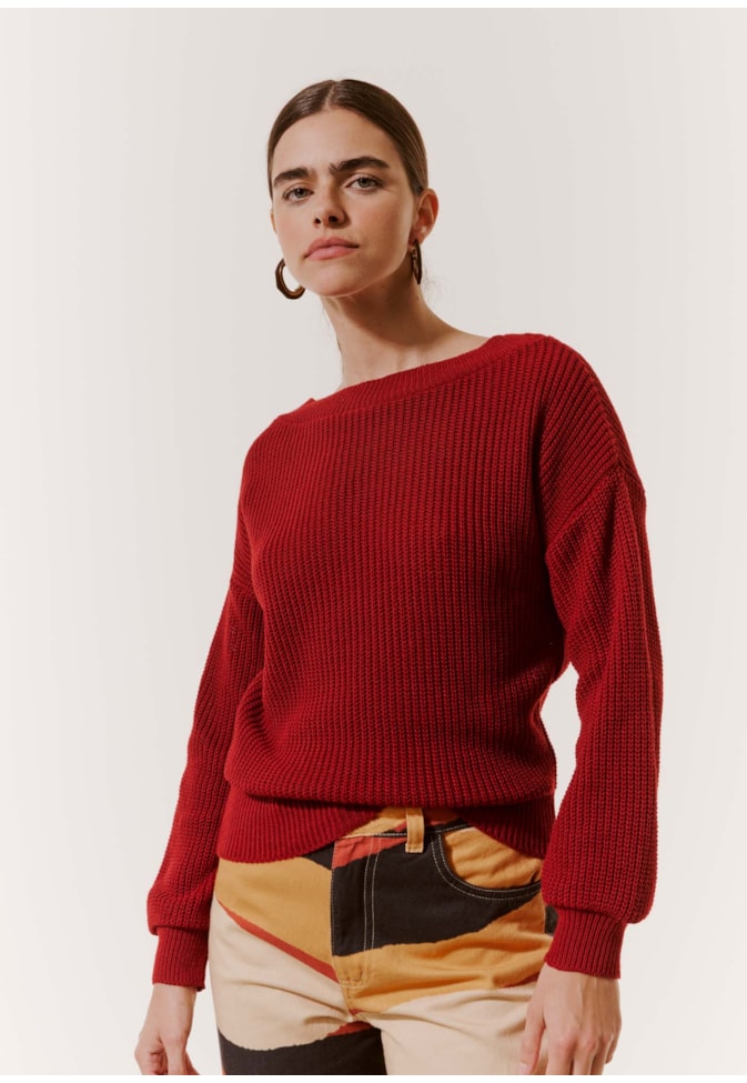 Blusa Tricot Decote Canoa