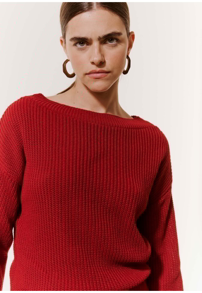 Blusa Tricot Decote Canoa