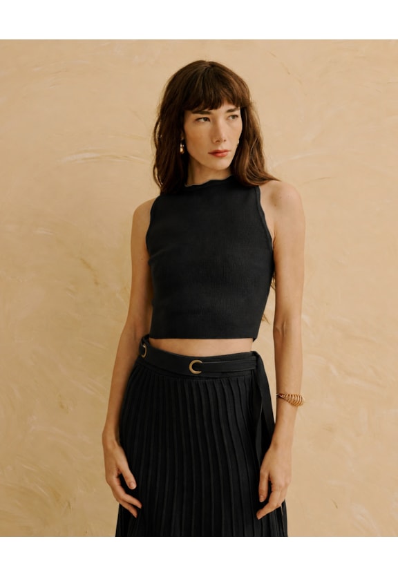 Blusa Tricot Detalhe Bicolor Vista Frontal