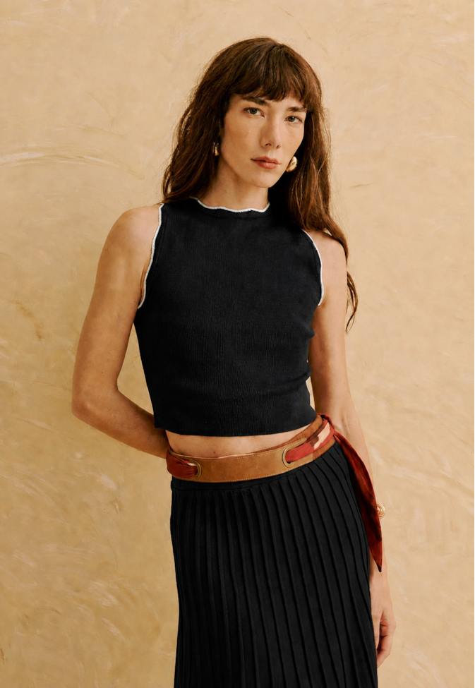 Blusa Tricot Detalhe Bicolor
