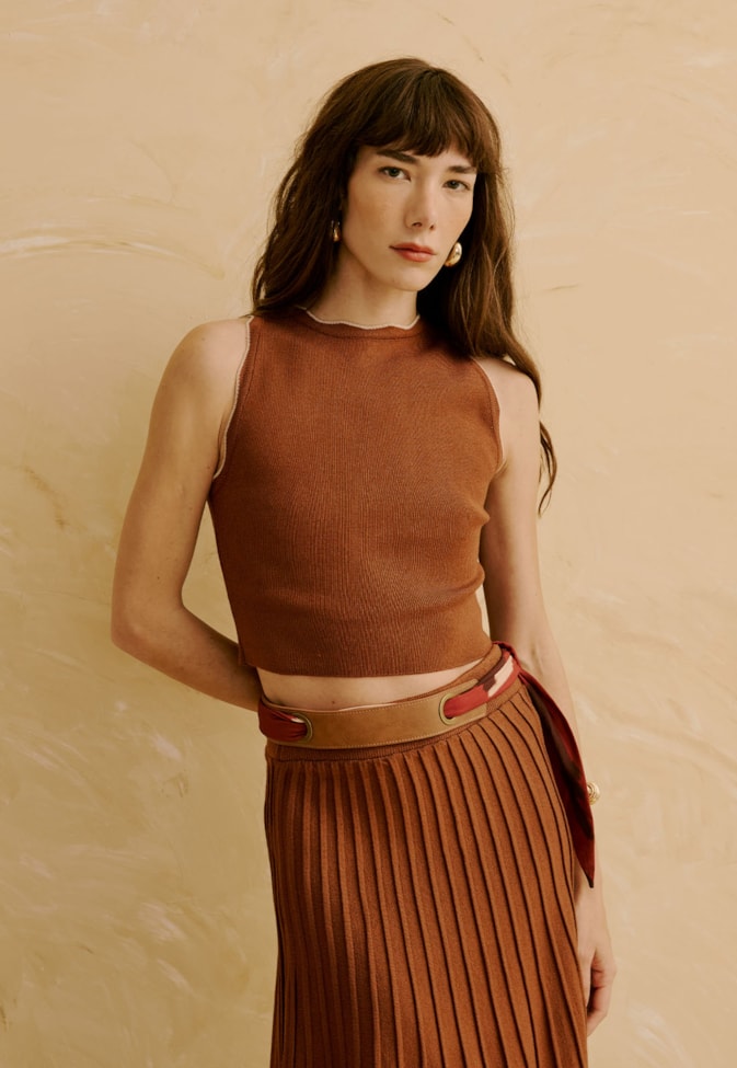 Blusa Tricot Detalhe Bicolor