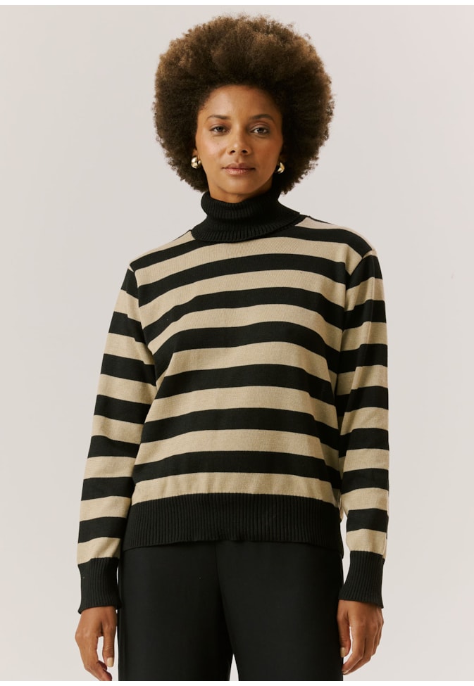 Blusa Tricot Gola Alta Listrada