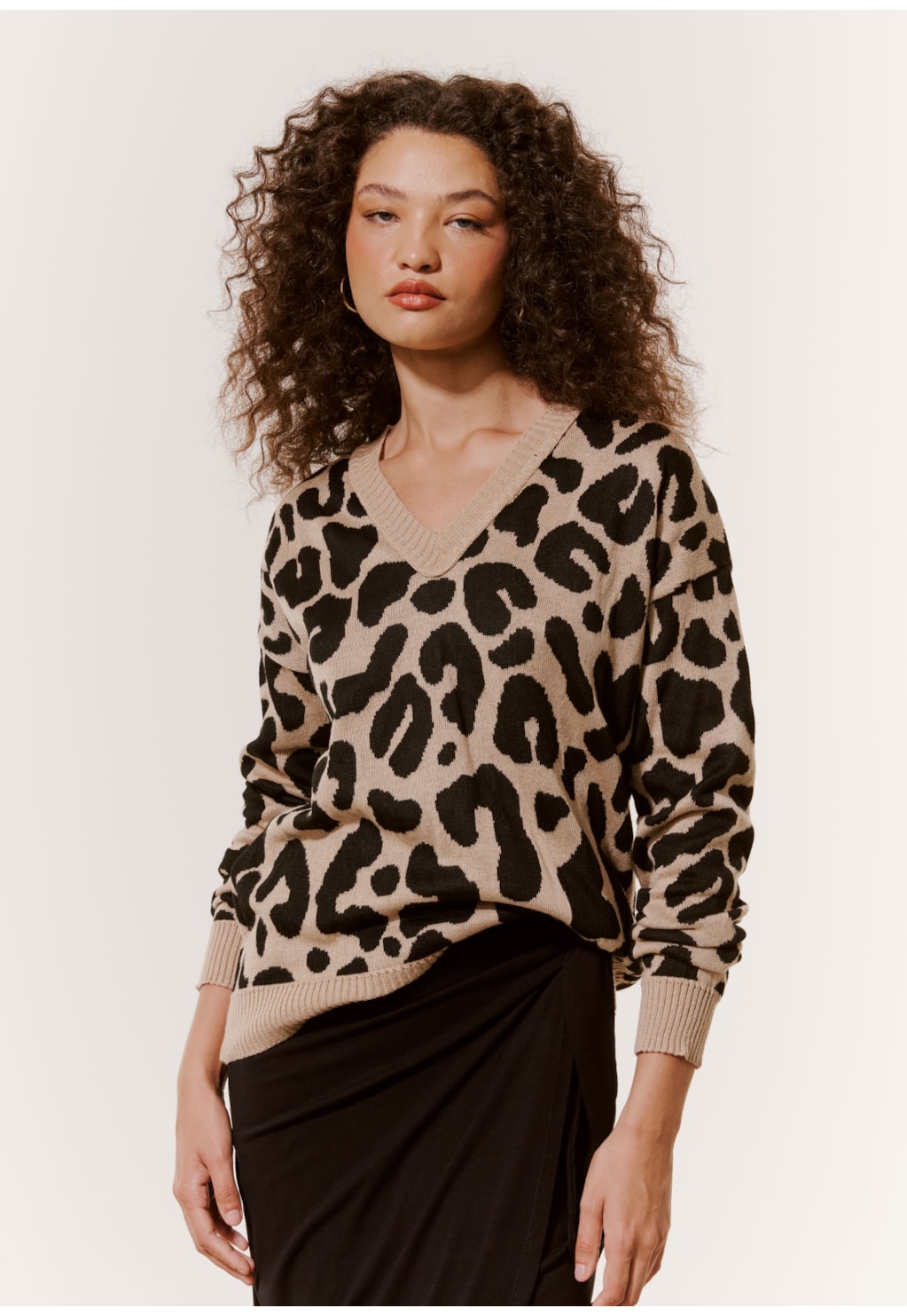 Blusa Tricot Jacquard Animal Print