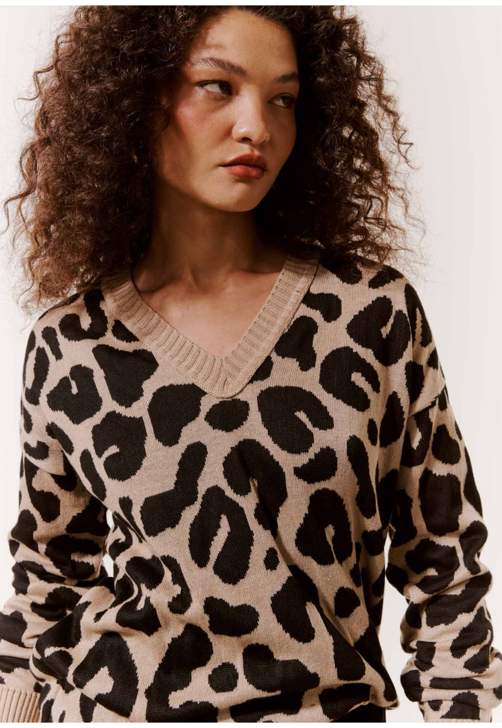 Blusa Tricot Jacquard Animal Print
