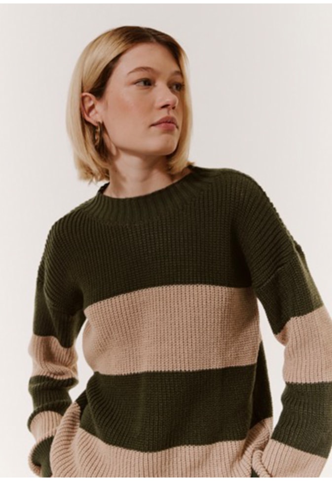 Blusa Tricot Listra Larga Tradicional