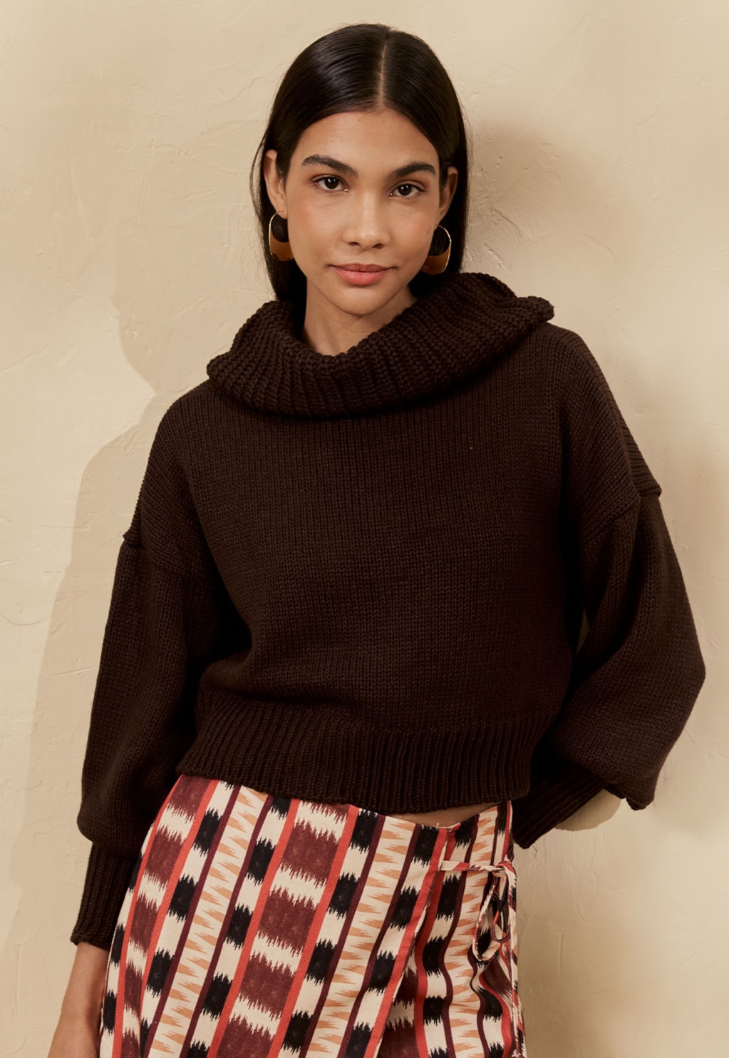 Blusa Tricot Manga Longa e Golão