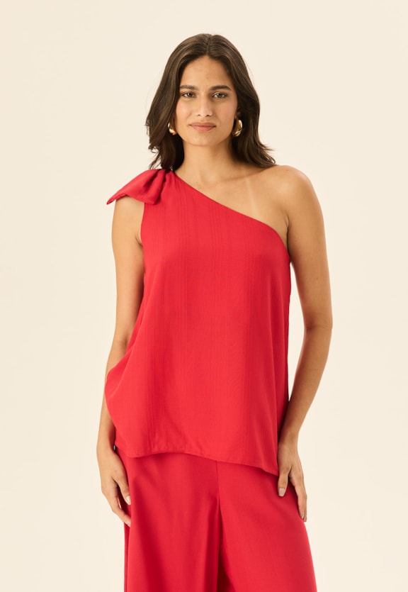 Blusa Um Ombro Só Amarração Vista Frontal