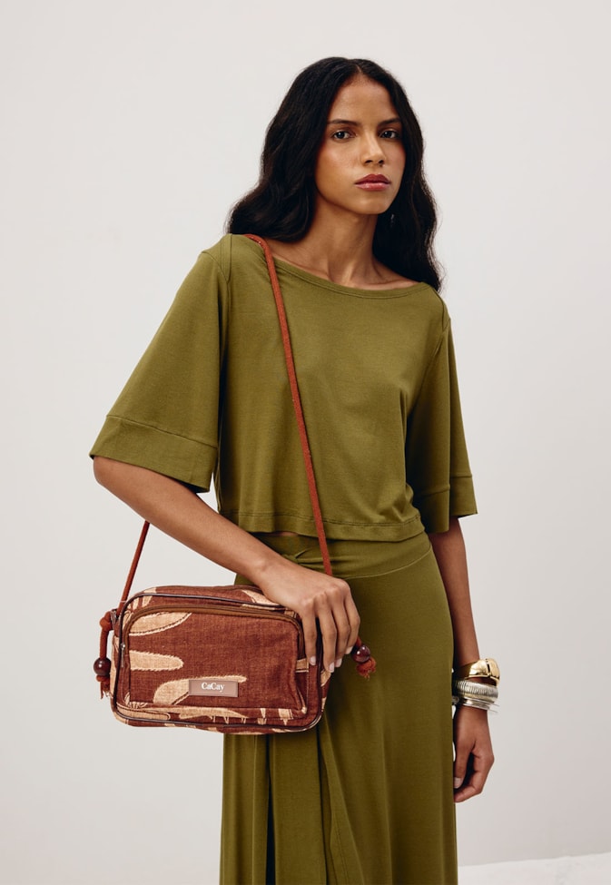 Bolsa Carteira Alça Corda Estampada Yucca