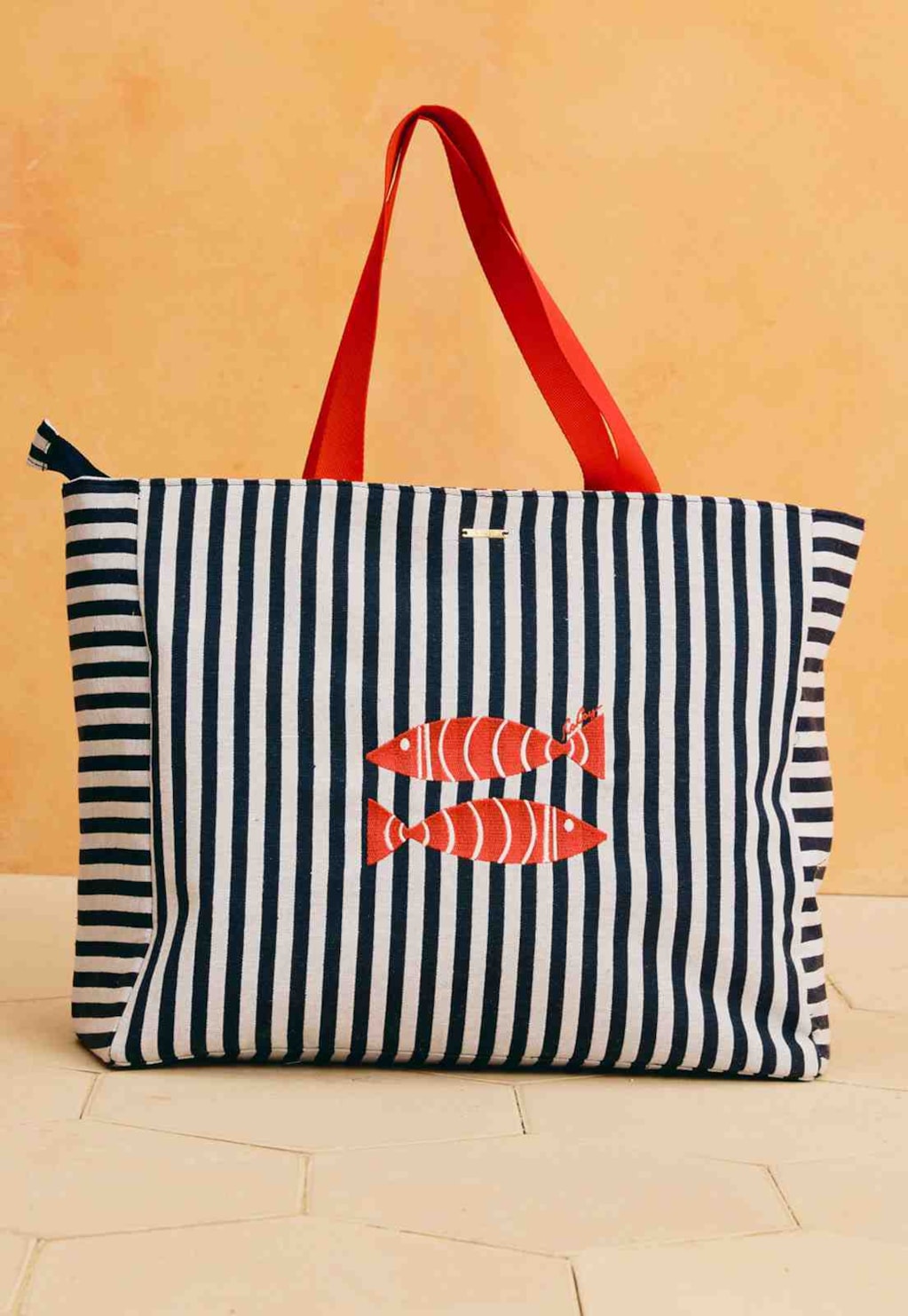 Bolsa Listras Bordado Peixes