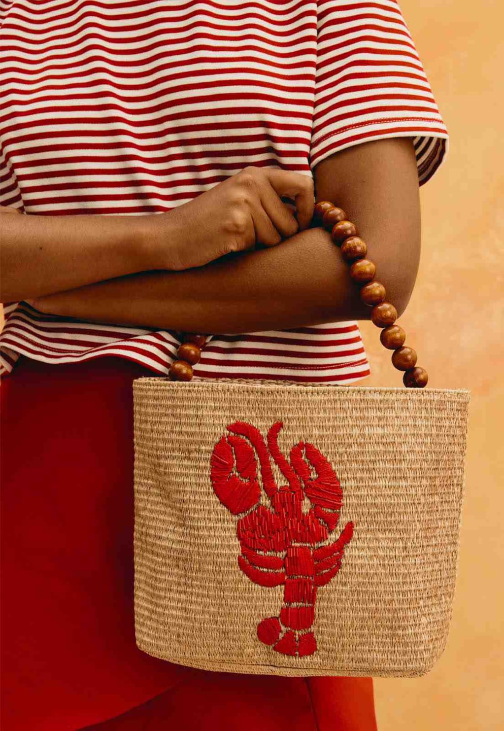 Bolsa Palha Bordado Lagosta