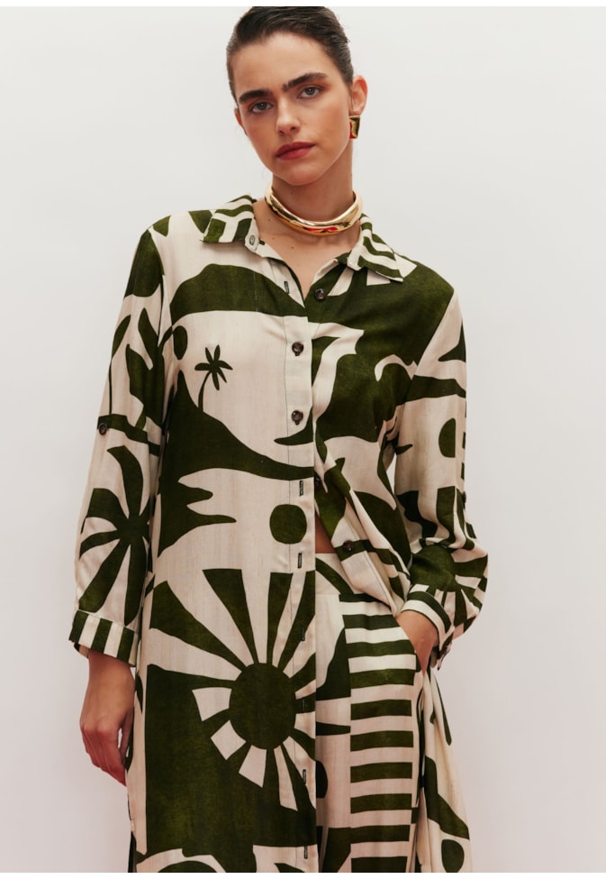 Calça Abertura Lateral Estampada Bossa Nova