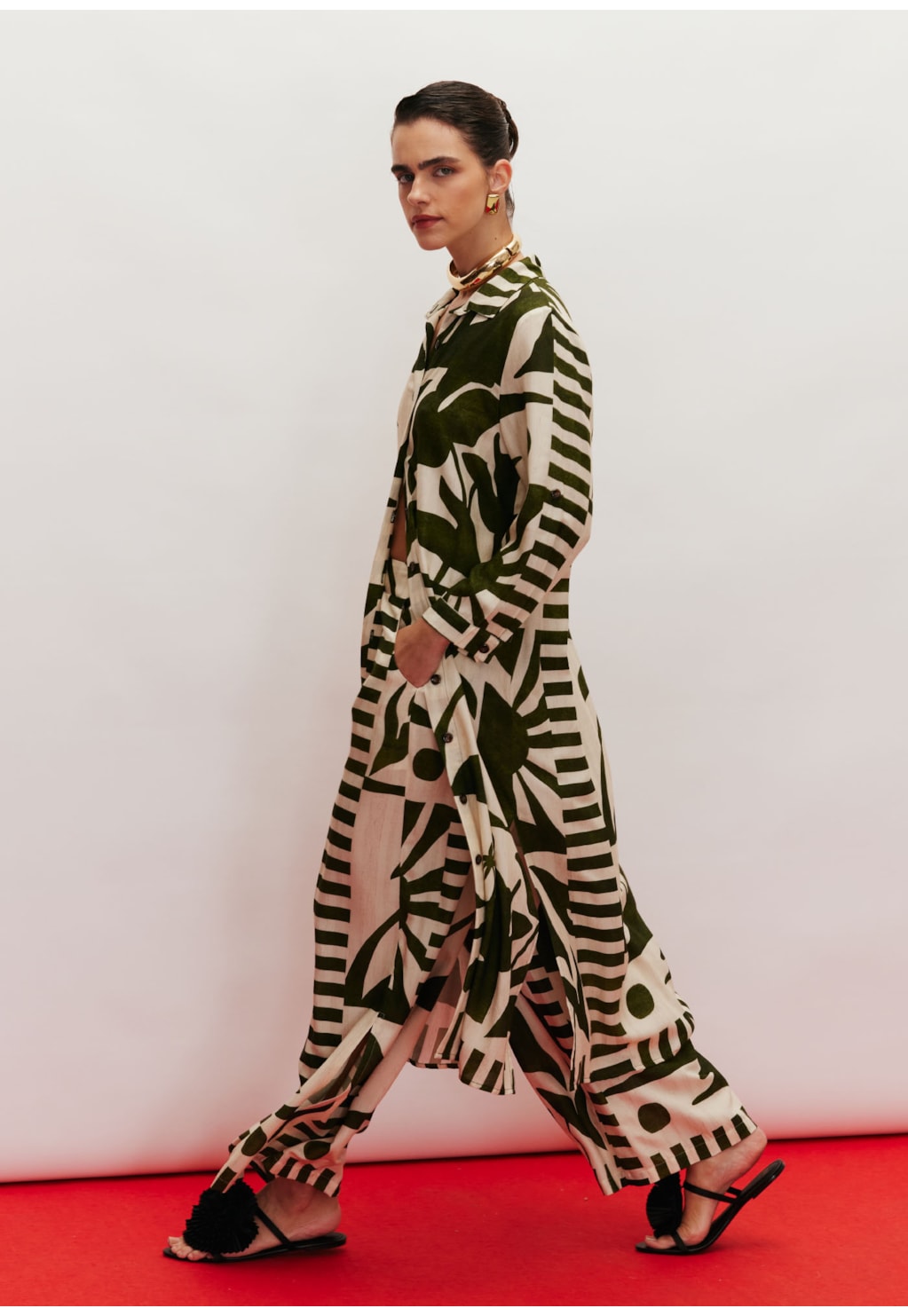 Calça Abertura Lateral Estampada Bossa Nova