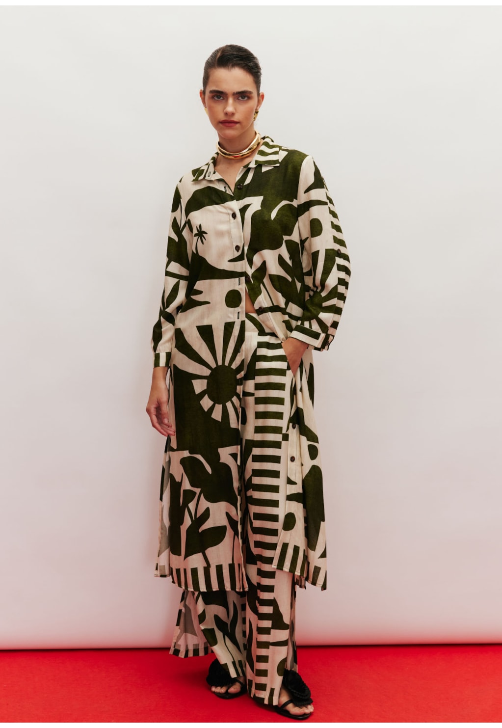 Calça Abertura Lateral Estampada Bossa Nova