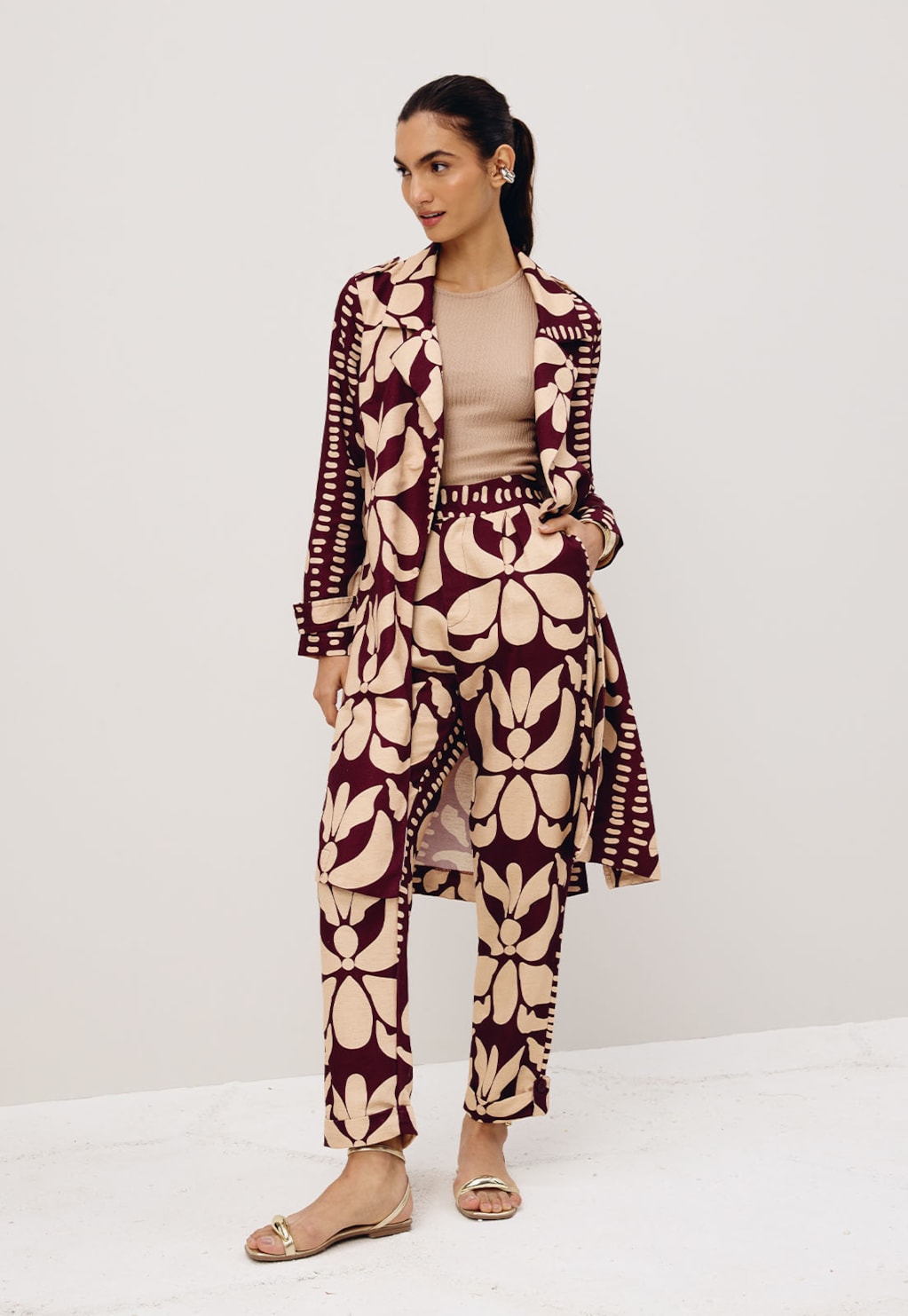 Calça Alfaiataria Martingale Estampada Calle