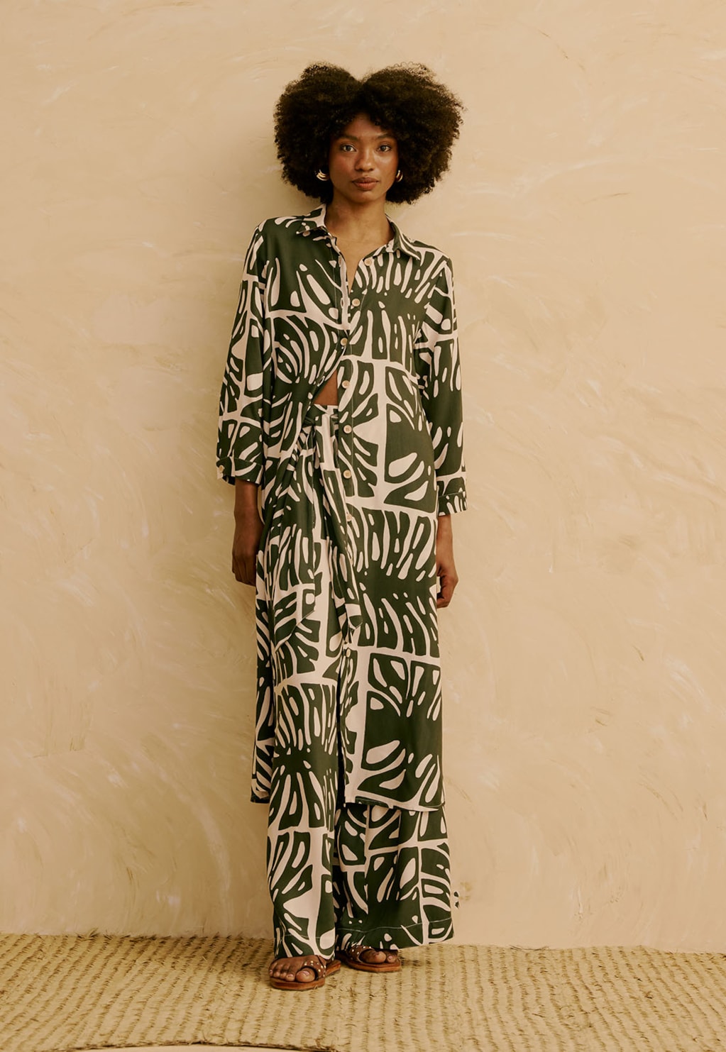 Calça Amarração Estampada Totora